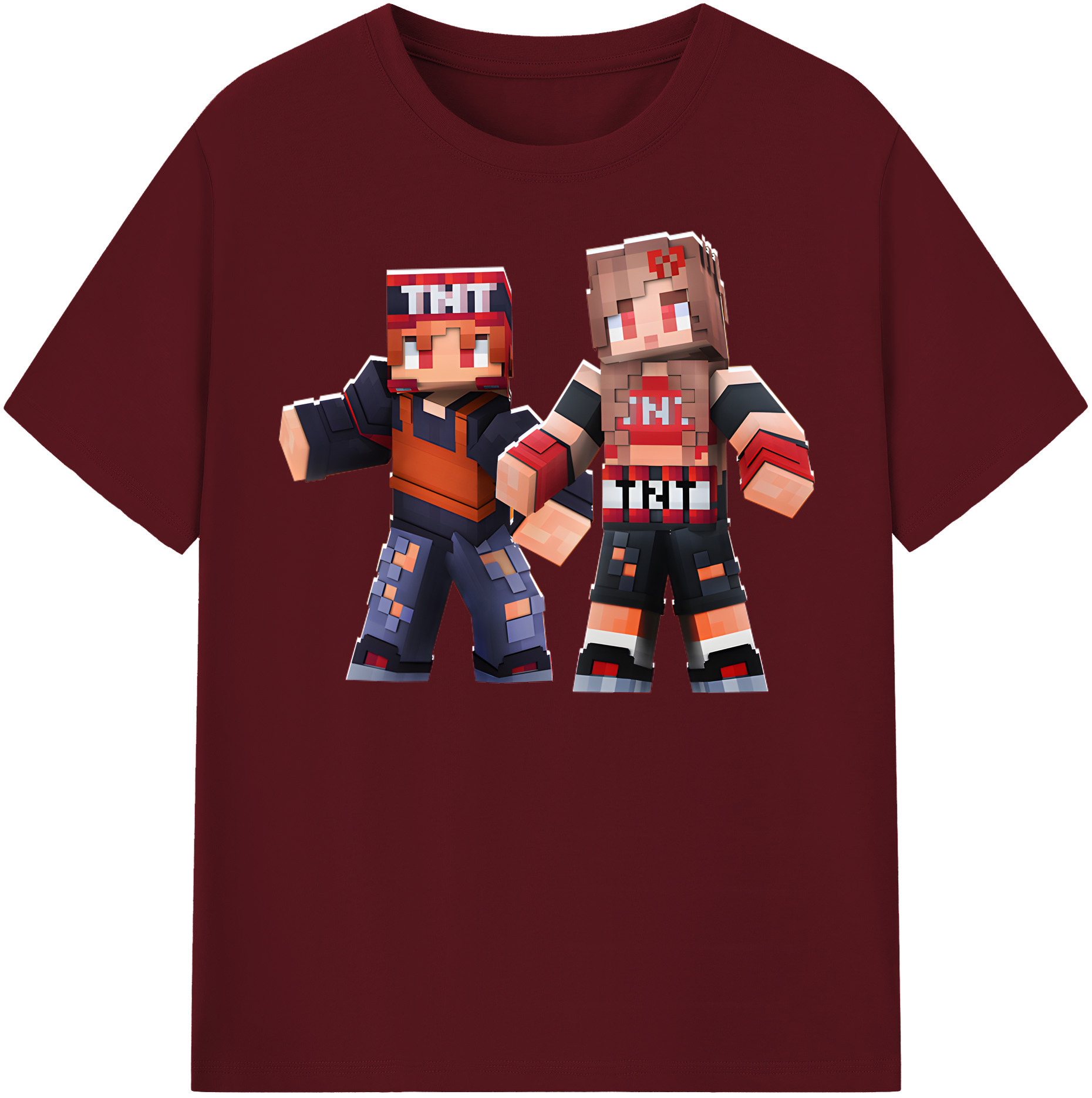 （画像用） マインクラフト ブロックの世界 Minecraft MC Block world 綿100％半袖Tシャツ（フロントプリント）